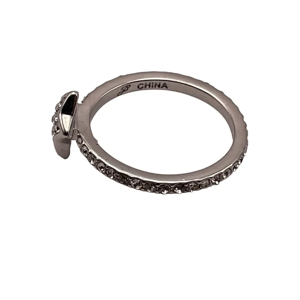 Star Ring Marked B China Silver‎ Tone Size 9 Icy Clear Rhinestones Astrology
